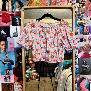 Floral Pink Puff Sleeve Top